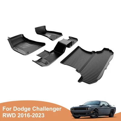 For Dodge Challenger RWD 2016-2023 Car TPE 3D Floor Mats Trunk Mat All Weather - Imagem 1 de 4