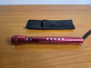 Red Aluminum Flashlight 65 Roses Collection Side Button AA + Holster  - Picture 1 of 6