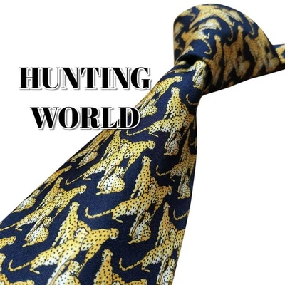 Mundo de Caza Azul Marino Amarillo Animal Patrón Hecho en Italia Usado Colección Rara Foto 1 de 4