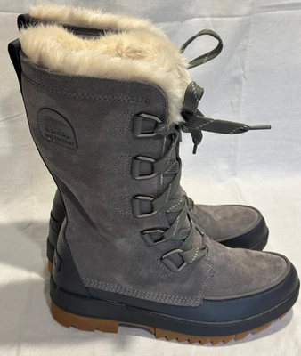 SOREL Womens 9.5 Tivoli IV Gray Quarry Tall Faux Fur Lace Winter Boots Excellent - Image 1 of 4