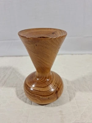 "Florero de madera torneado a mano grano suave textura natural artístico boho núcleo de cabaña 6""" Foto 1 de 4