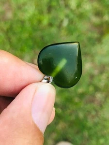 Ciondolo Giada Verde 100% Nuturale Acciaio Inox Bellissimo Cuore Shpe - Foto 1 di 6
