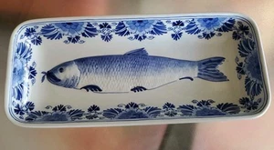 Royal Delft Koninklijke Porceleyne Fles Herring Fish Design Dish Plate 11" - Picture 1 of 11