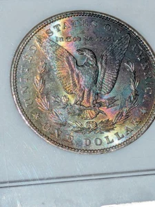 1887 $1 Morgan Silver MS63 NGC Binion Hoard Arco Iris Sin Circular - Imagen 1 de 5