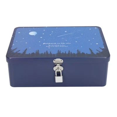 Retro Tinplate Storage Box Large Capacity Metal Storage Container Gift Spare - Image 1 of 4