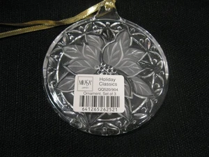 Vintage Glass Cut Crystal Mikasa JAPAN Poinsettia Christmas Tree Ornament # 1 - Picture 1 of 4