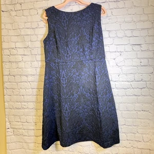 Monroe And Main Jaquard Dress Black And Blue Shift ALine Fitted Size 14 New - Picture 1 of 5