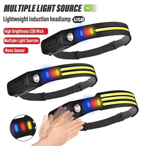 COB Scheinwerfer Taschenlampe Wellensensor Wiederaufladbar Für Stirn Für Camping - Bild 1 von 15