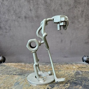 Golfer Golfing Metal Nuts and Bolts Figurine Club Vintage 5.5" H - Picture 1 of 14