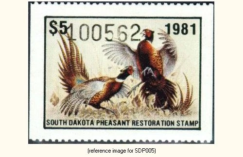 HALFPRICEHUNT SD South Dakota Pheasant 1981 $5 - Image 1 of 1