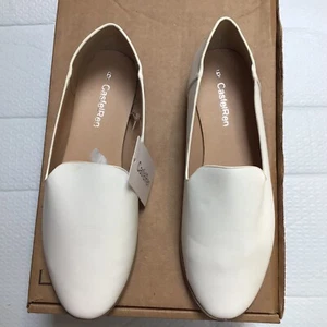 CasfelRen Women’s White Round Toe Casual Slip On Flat Shoes Size 6 Leather New - Picture 1 of 10