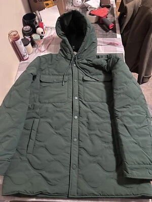 Estoico Acolchado Largo Con Capucha Invierno Chaqueta Evergreen Cierre a Presión Hombre’s XL Foto 1 de 4