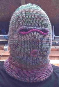 Ski Mask Balaclava Gray Rainbow 3 Hole Wool Double Strand Double Layer Warm - Picture 1 of 6