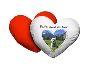 Herzkissen Herz Kissen Fotokissen bedruckt Foto Geschenk Geschenk Geburtstag - Bild 1 von 2