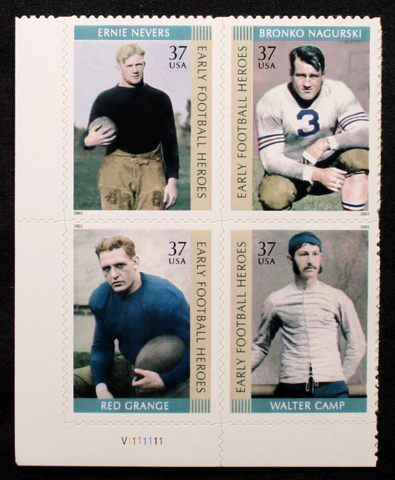 US Plate Blocks Stamps #3808-11 ~ 2003 37c Early Football Heroes MNH RL18 - Image 1 of 1