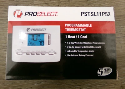 New ProSelect 1H/1C Stage Programmable Thermostat - PSTSL11P52 S5 - Image 1 of 2