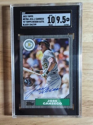 2022 Topps Series 1 Jose Canseco Black Auto '87 /199 SGC 9.5 Auto 10 - Image 1 of 2
