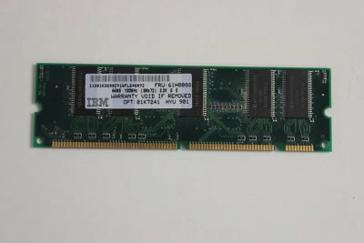 IBM 61H0088 01K7241 01K2690  64MB 168 PIN 100MHZ 3.3V DIMM MEMORY 8659 - Image 1 of 4