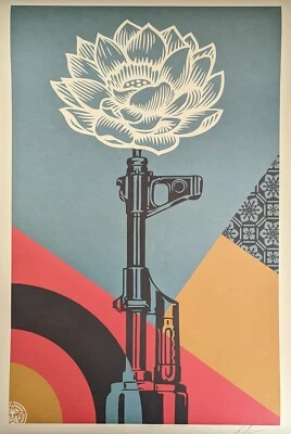 Frank Shepard Fairey, AK-47 Lotus, Lithografie, handsigniert, 2024 - Bild 1 von 4