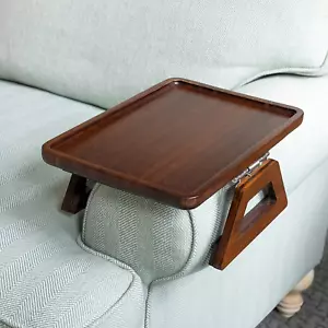 Bamboo Trayble Couch Arm Table, Clip on Tray Sofa Table for Couches - Picture 1 of 9