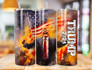 CUSTOM Trump 2024 MAGA 20oz Coffee Tumbler W/ Straw Donald Anti Biden Hilary - Picture 1 of 1