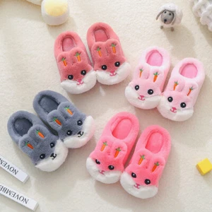 Kids Boys Girls Furry Sliders Faux Fur Slippers Rabbit Non Slip Comfy Shoes Size - Picture 1 of 18