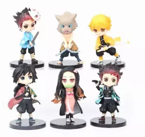 6pcs / Set Anime Demon Slayer: Kimetsu no Yaiba Mini Figure with Base Sealed New - Picture 1 of 14