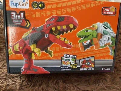 3 in 1 Transforming Take Apart Dinosaur Toy Gun Large Dino Lights Sounds VGC - Image 1 of 4