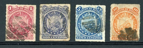 BOLIVIA 1887 USED #24-27, COAT OF ARMS !! T14 Cover