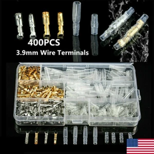 400PCS MOTORCYCLE WIRING HARNESS LOOM BULLET CONNECTORS BRASS 3.9MM ELECTRICAL - Picture 1 of 12