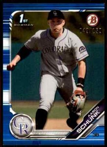 2019 Bowman Blue Paper Aaron Schunk 042/150 Colorado Rockies