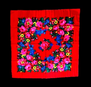 new Albania floral headkerchief-folk dancing-Valle-Mirdita handkerchief-80x80 cm - Bild 1 von 15