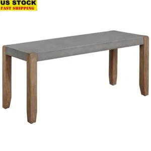 Faux Concrete Wood Bench Rustic Industrial Style Entryway Living Room Seating US - Picture 1 of 6