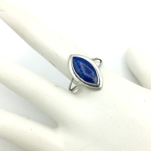 ARTISAN lapis lazuli sterling silver ring - size 7.5 split shank marquise bezel - Picture 1 of 4