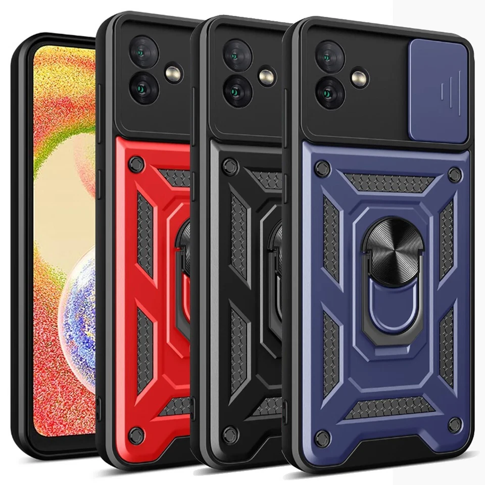 For Samsung Galaxy A04 TPU Case Kickstand Ring Holder & Slide Camera Cover - Image 1 of 1