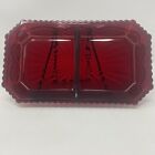 Vintage Avon Cape Cod Ruby Red Glass Divided 2-Part Serving Tray 9-3/8" 5-1/2"