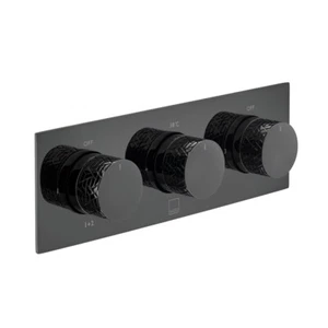 VADO OMIKA TABLET 3 OUTLET HORIZOTAL THERMOSTATIC SHOWER POLISHED BLACK £1075rrp - Picture 1 of 2