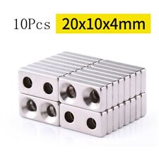 10Pcs 20x10x4mm N35 Strong NdFeB Magnet With Dual Hole Rare Earth Block Magnet