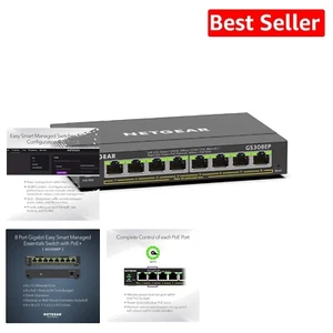 8 Port PoE+ Gigabit Ethernet Managed Switch - 62W Power Budget, Quiet Operation - Picture 1 of 9
