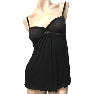 NUEVO CON ETIQUETAS ONGossamer Sexy Top/Cami para Dormir PEQUEÑO Negro Malla y Terciopelo 100% Nailon - Imagen 1 de 14