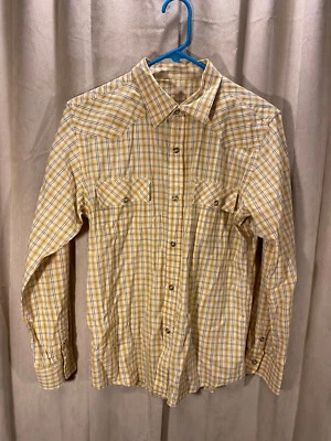 Boys Faded Glory Western Shirt XL 16-18 Yellow Checks L/S Cotton  Snaps Rodeo - Image 1 of 4