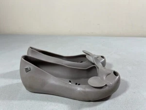 MINI MELISSA NIÑOS GRIS MINNIE RATÓN PEEP TOE PLANOS TALLA 12 - Imagen 1 de 4