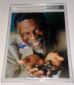 FOTO firmada por Bill Russell (Boston Celtics) 8 X 10 Beckett encapsulada BAS - Imagen 1 de 4