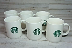 Lot of 6 Matching Starbucks Logo Emblem 12 oz Coffee Mug Set - White - 2016 - Picture 1 of 11