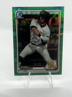 Travis Swaggerty Pirates 2020 Bowman Chrome Prospects Green Refractor #'d /99 - Image 1 of 2