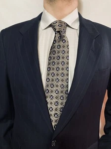 Hart Schaffner Marx Mens Suit Jacket Sport Coat Blazer 42R 46" Blue Stripe Wool - Picture 1 of 16