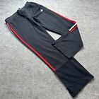 Adidas Track Pants Men L Black Knit Stretch Regular 31" Ankle Zip Cotton Poly