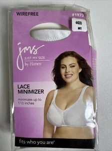 Just My Size Lace Minimizer Bra Style 1973 CHOOSE YOUR SIZE Wireless White NIDB - Picture 1 of 11