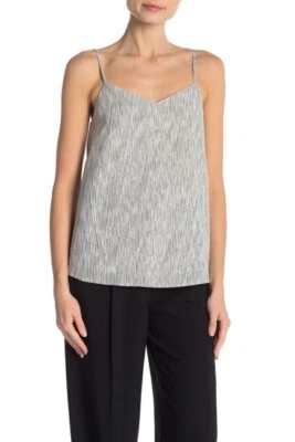 Blusa sin mangas THEORY NUEVA CON ETIQUETAS Top Nade a rayas sutiles de algodón gris mediana Foto 1 de 2