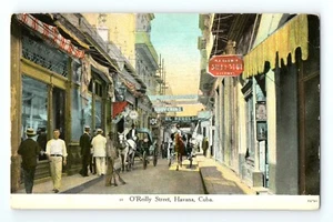 c.1920 Postcard O'Reilly Street View Havana Cuba Signs Harris Bros. Horse Buggy - Picture 1 of 2